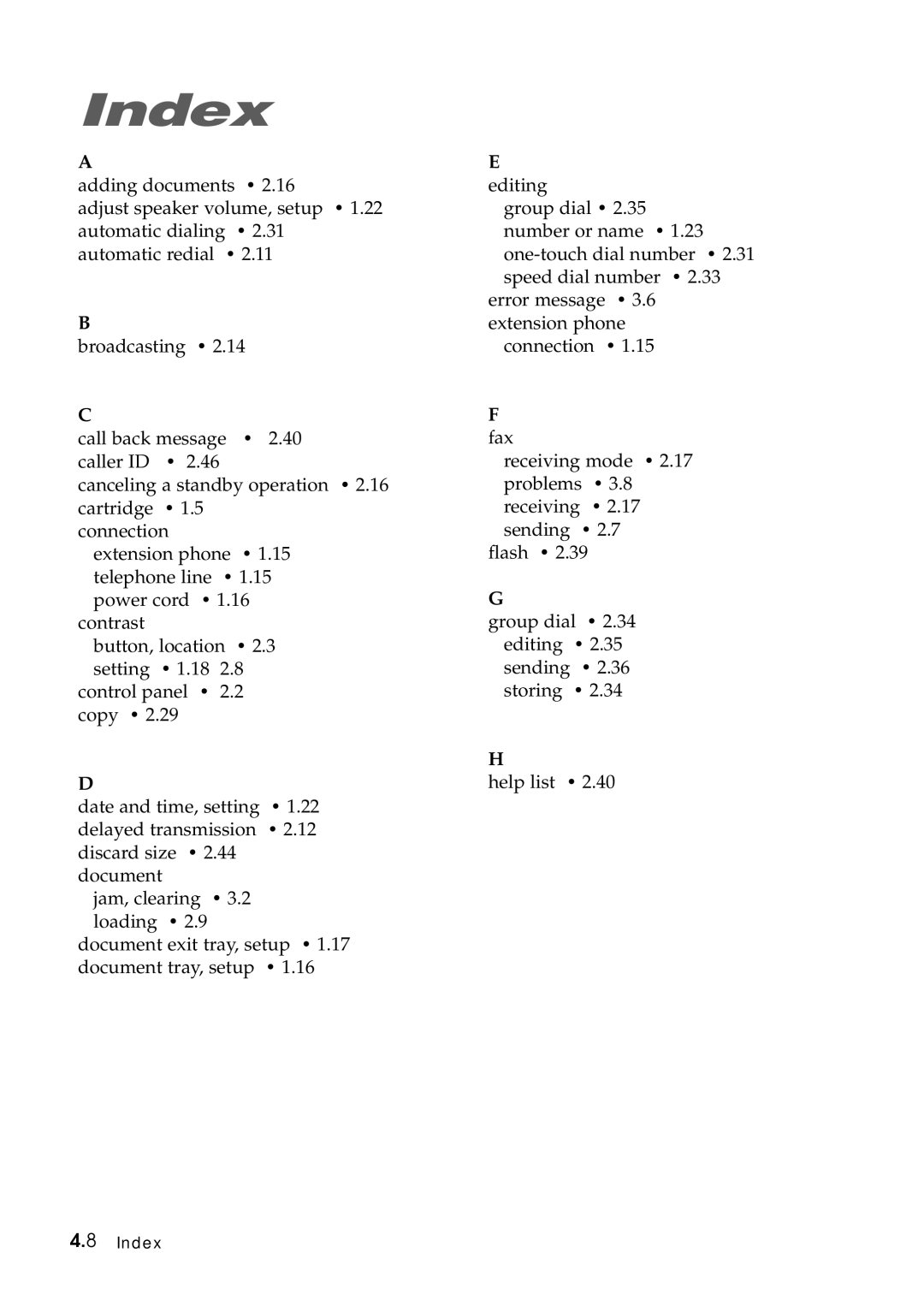 Samsung Msys 6750 manual Index 