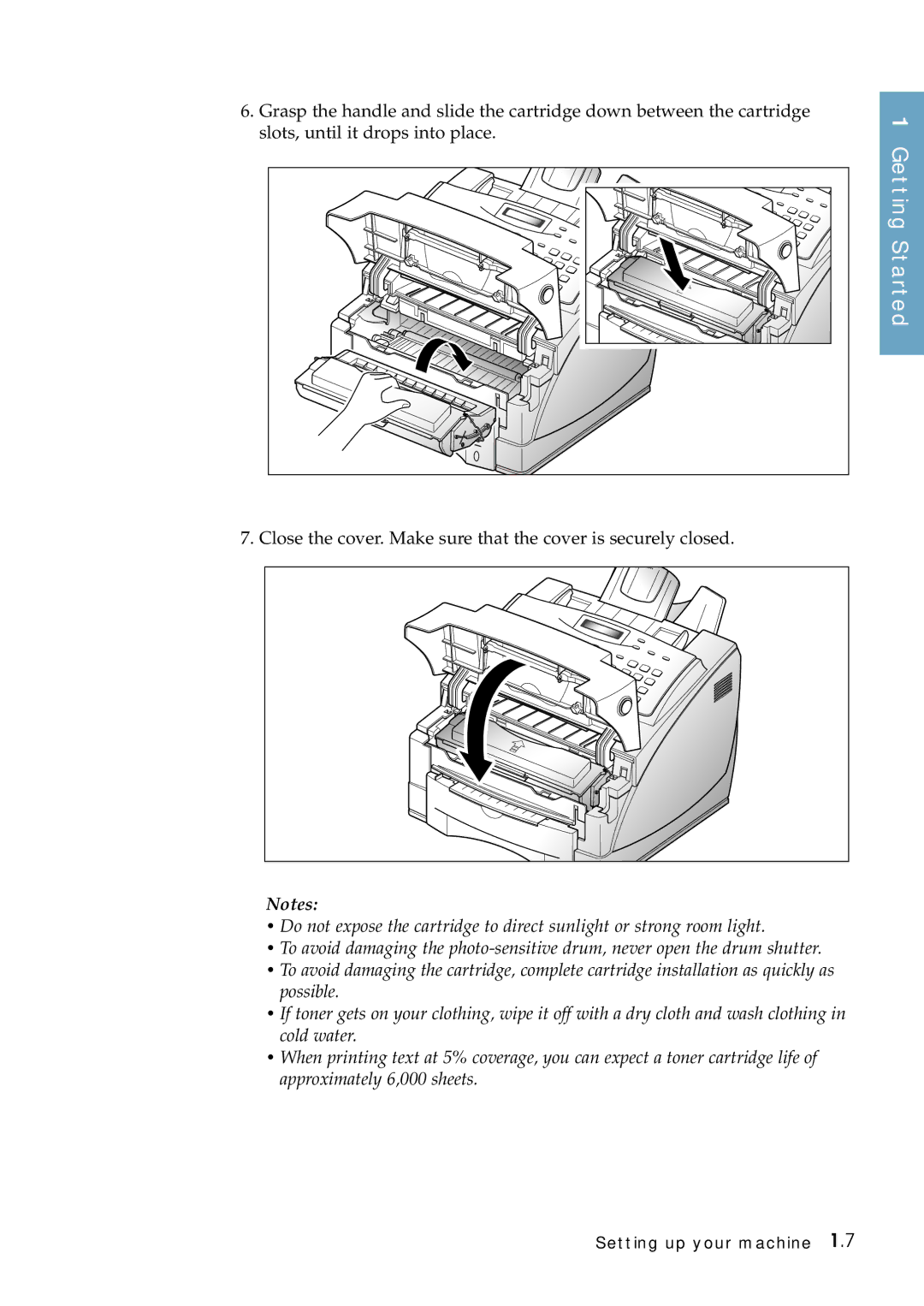 Samsung Msys 6750 manual Close the cover. Make sure that the cover is securely closed 