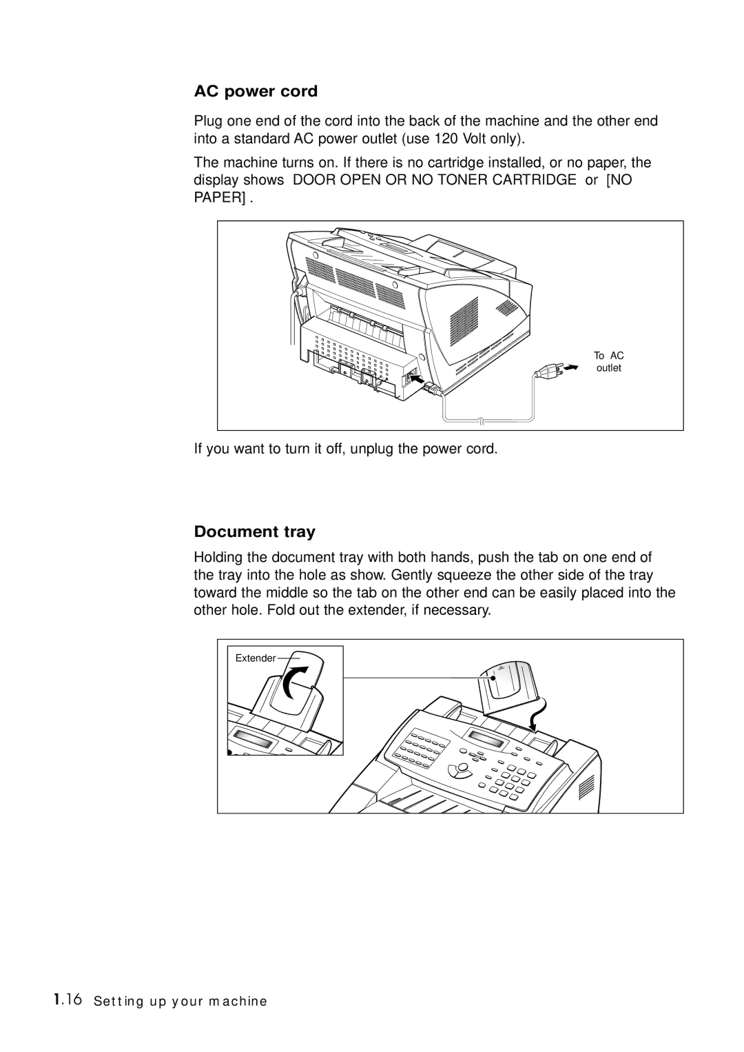 Samsung Msys 6750 manual AC power cord, Document tray 