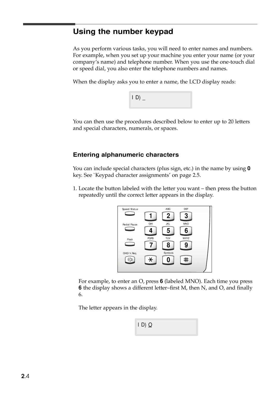 Samsung Msys 6750 manual Using the number keypad, Entering alphanumeric characters, Ido 