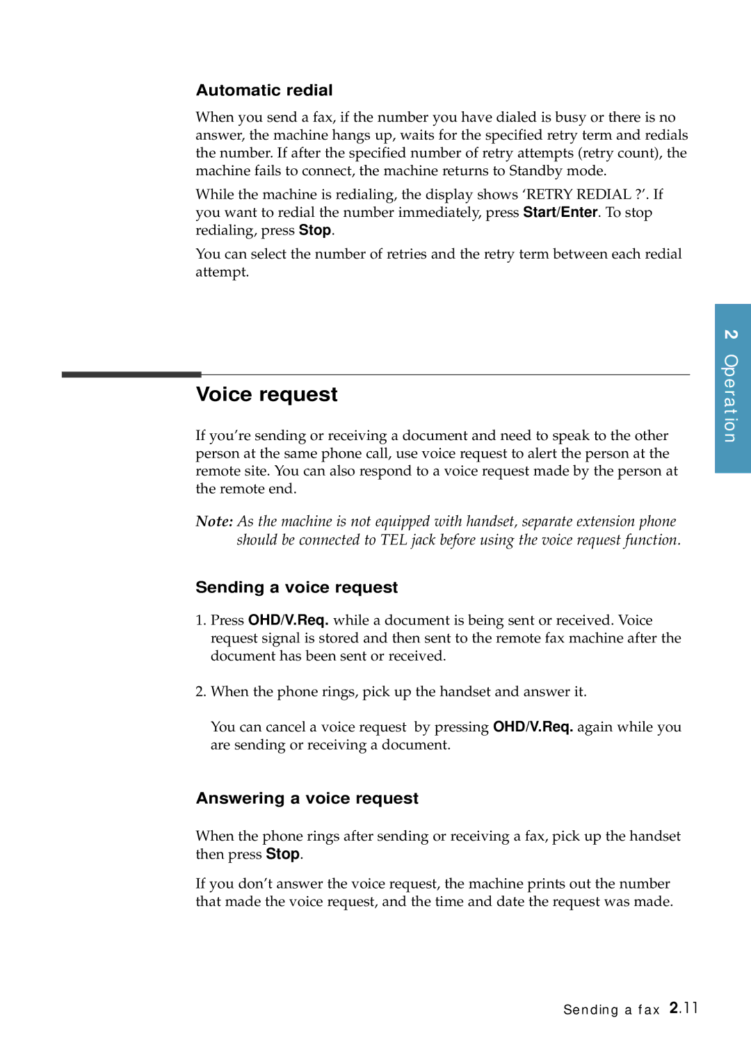 Samsung Msys 6750 manual Voice request, Automatic redial, Sending a voice request, Answering a voice request 