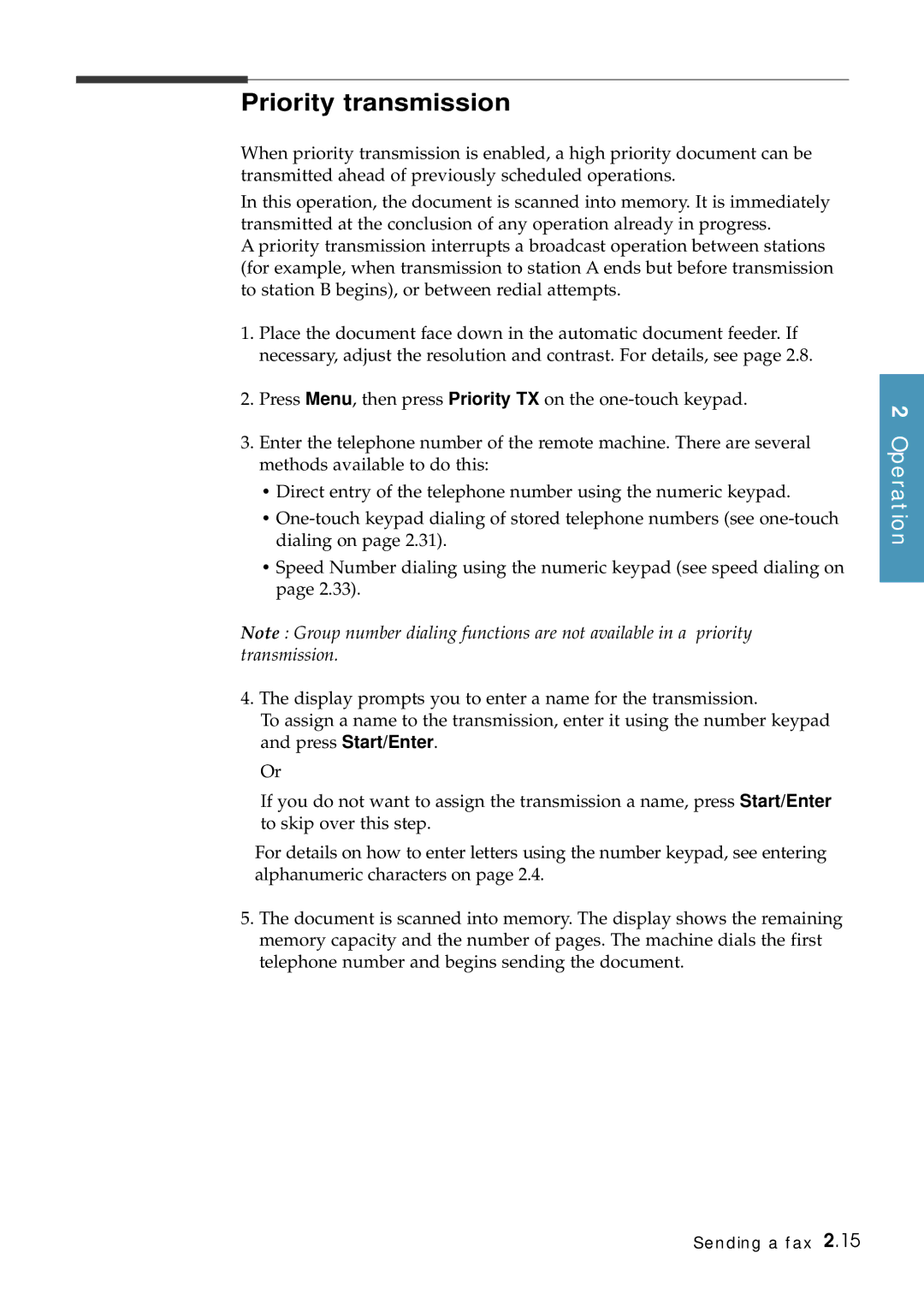 Samsung Msys 6750 manual Priority transmission 