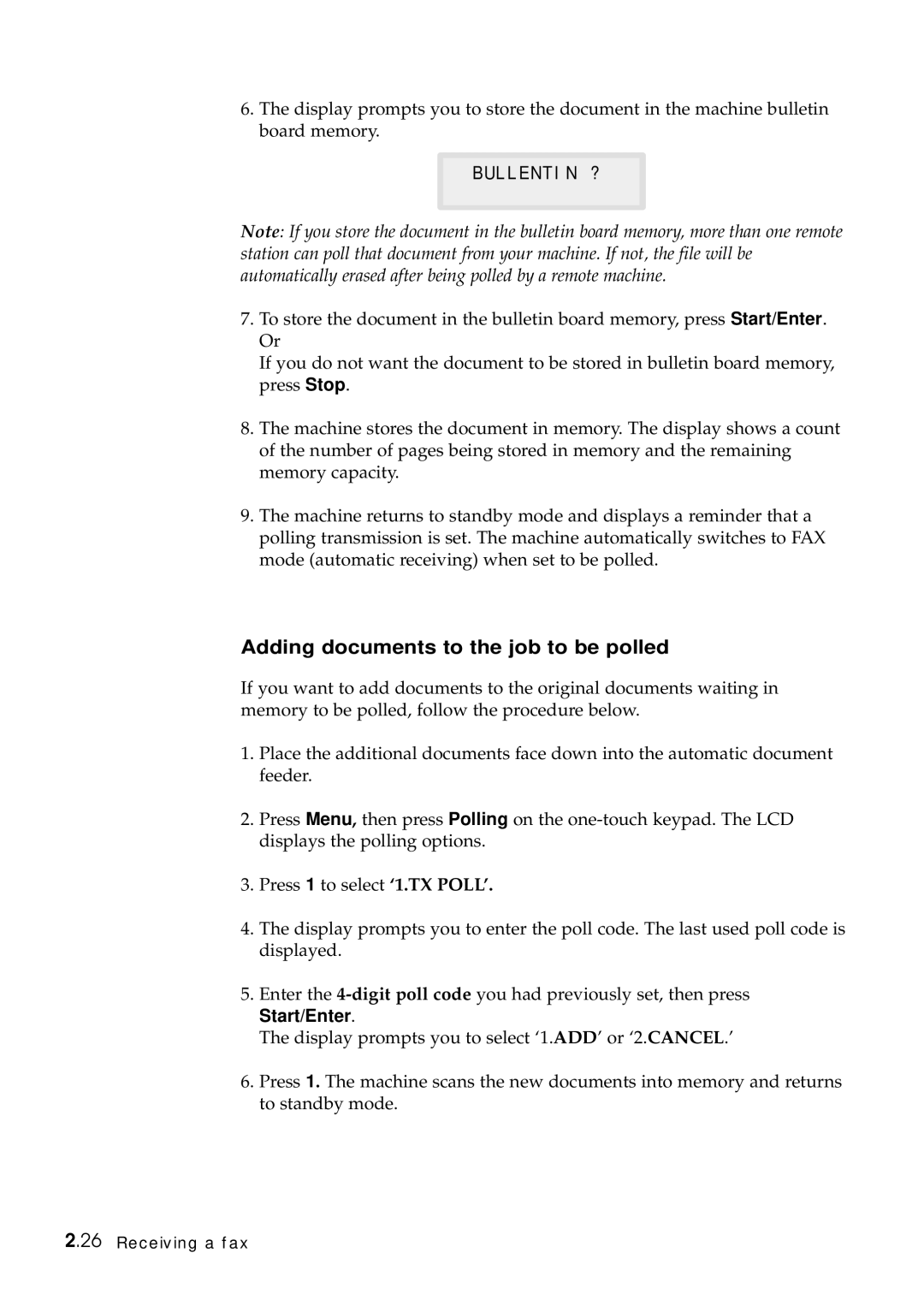 Samsung Msys 6750 manual Adding documents to the job to be polled, Bullentin ? 