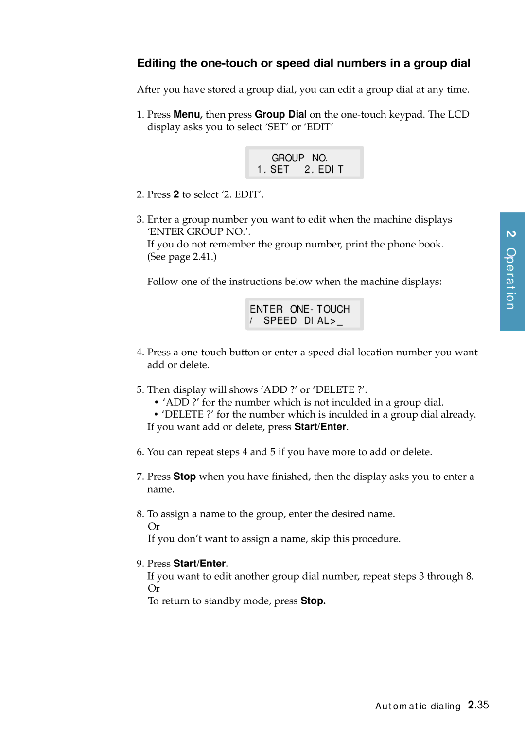 Samsung Msys 6750 manual Editing the one-touch or speed dial numbers in a group dial 