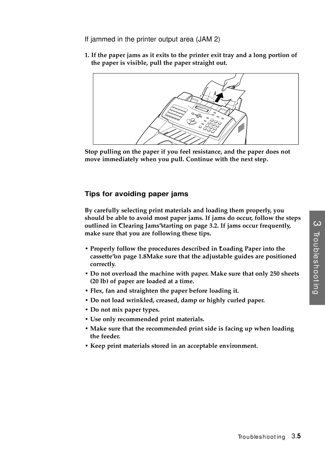 Samsung Msys 6750 manual If jammed in the printer output area JAM, Tips for avoiding paper jams 