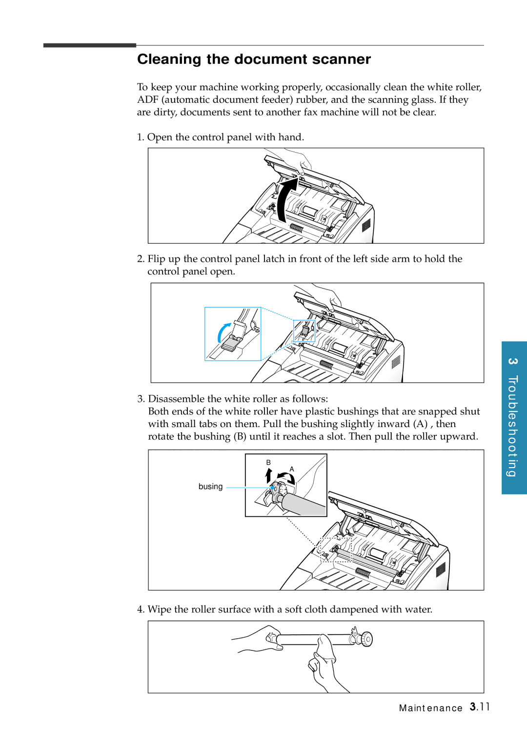 Samsung Msys 6750 manual Cleaning the document scanner 