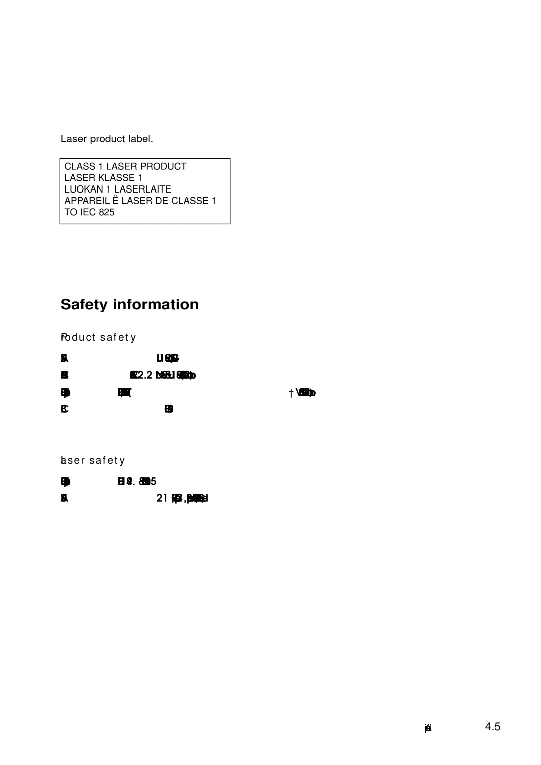 Samsung Msys 6750 manual Safety information, Product safety, Laser safety 