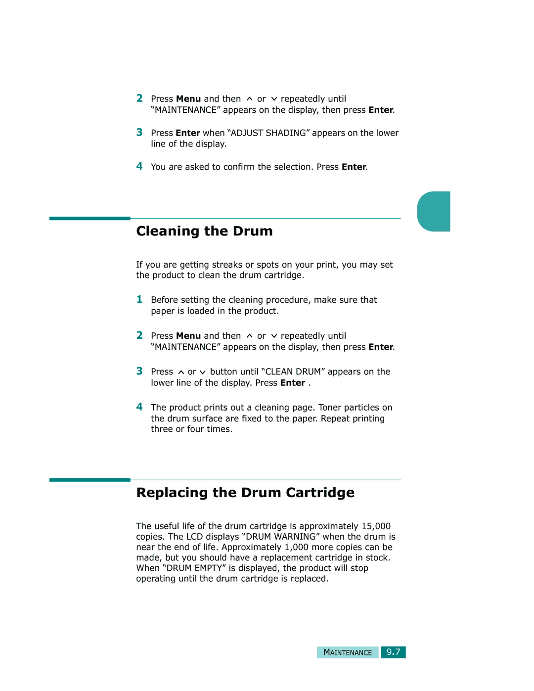 Samsung Msys SF-830, Msys 830, Msys 835P manual Cleaning the Drum, Replacing the Drum Cartridge 