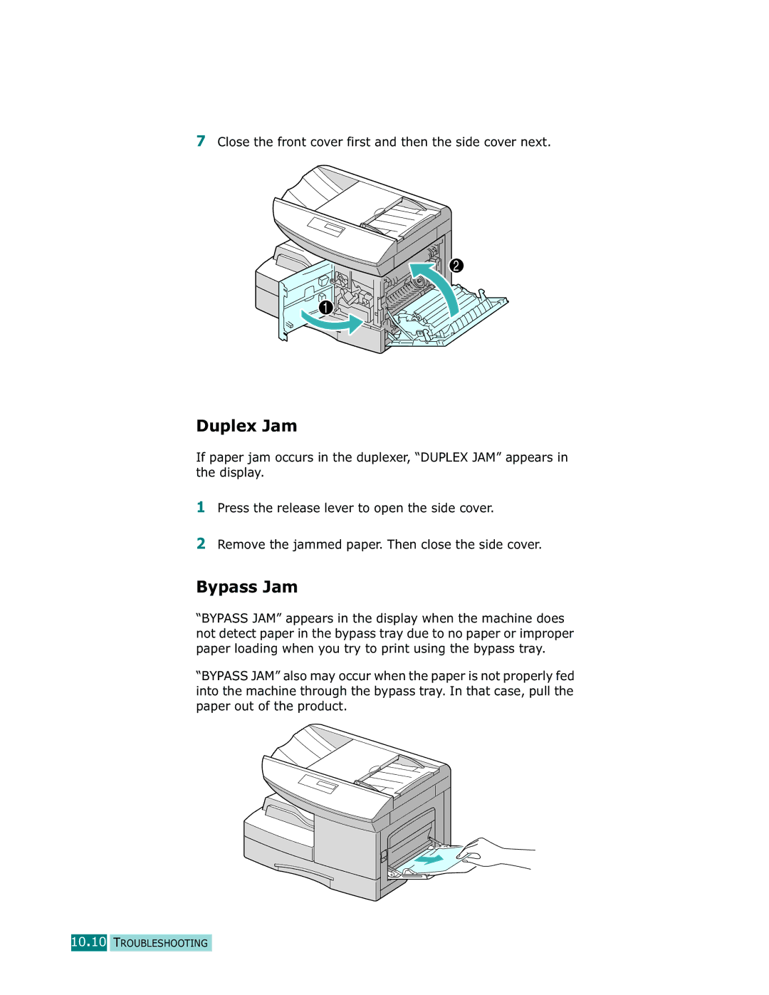 Samsung Msys SF-830, Msys 830, Msys 835P manual Duplex Jam, Bypass Jam 