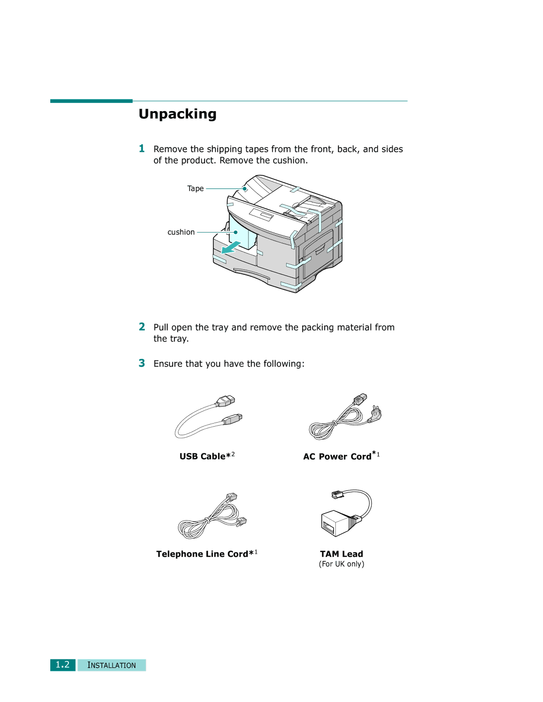 Samsung Msys 835P, Msys 830, Msys SF-830 manual Unpacking 