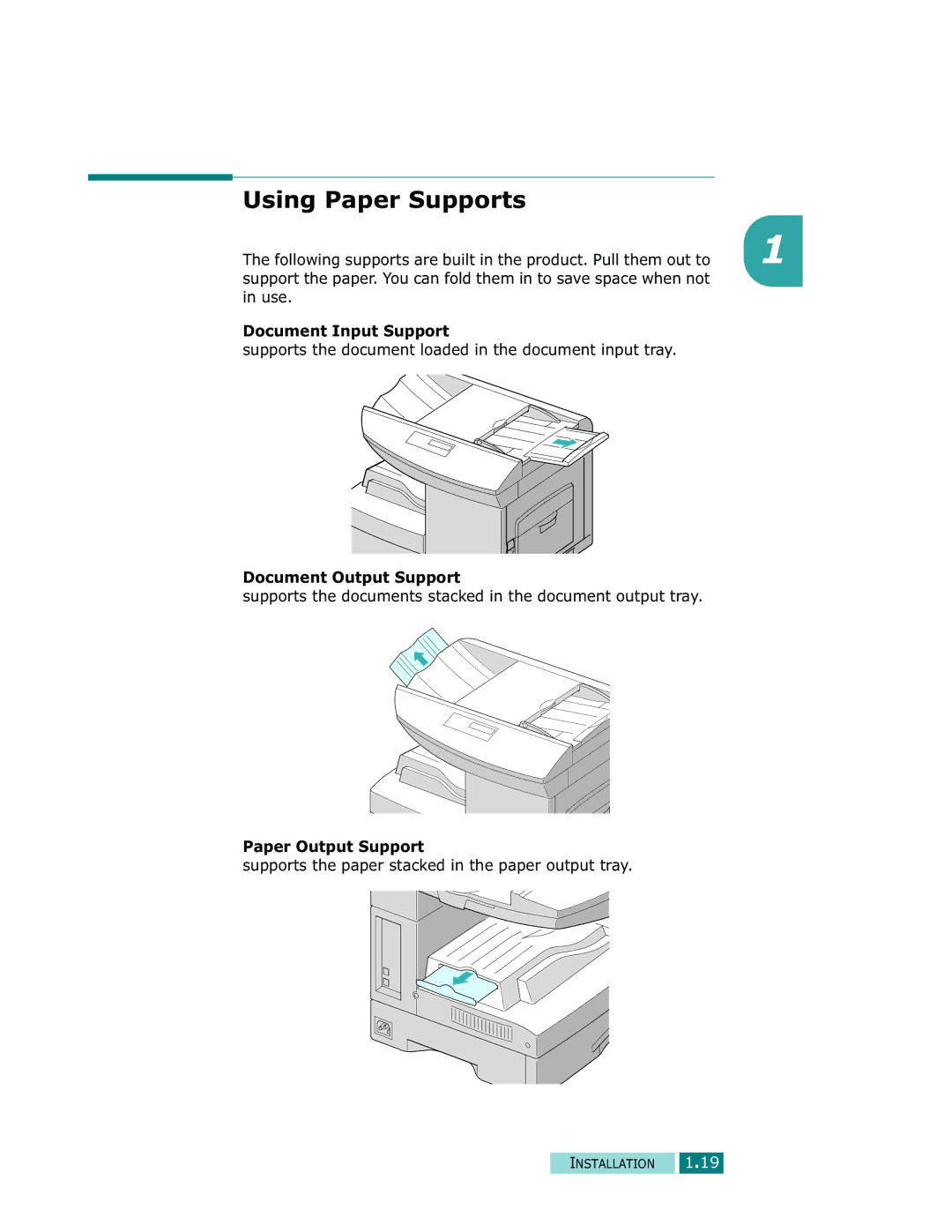 Samsung Msys SF-830, Msys 830, Msys 835P manual Using Paper Supports 