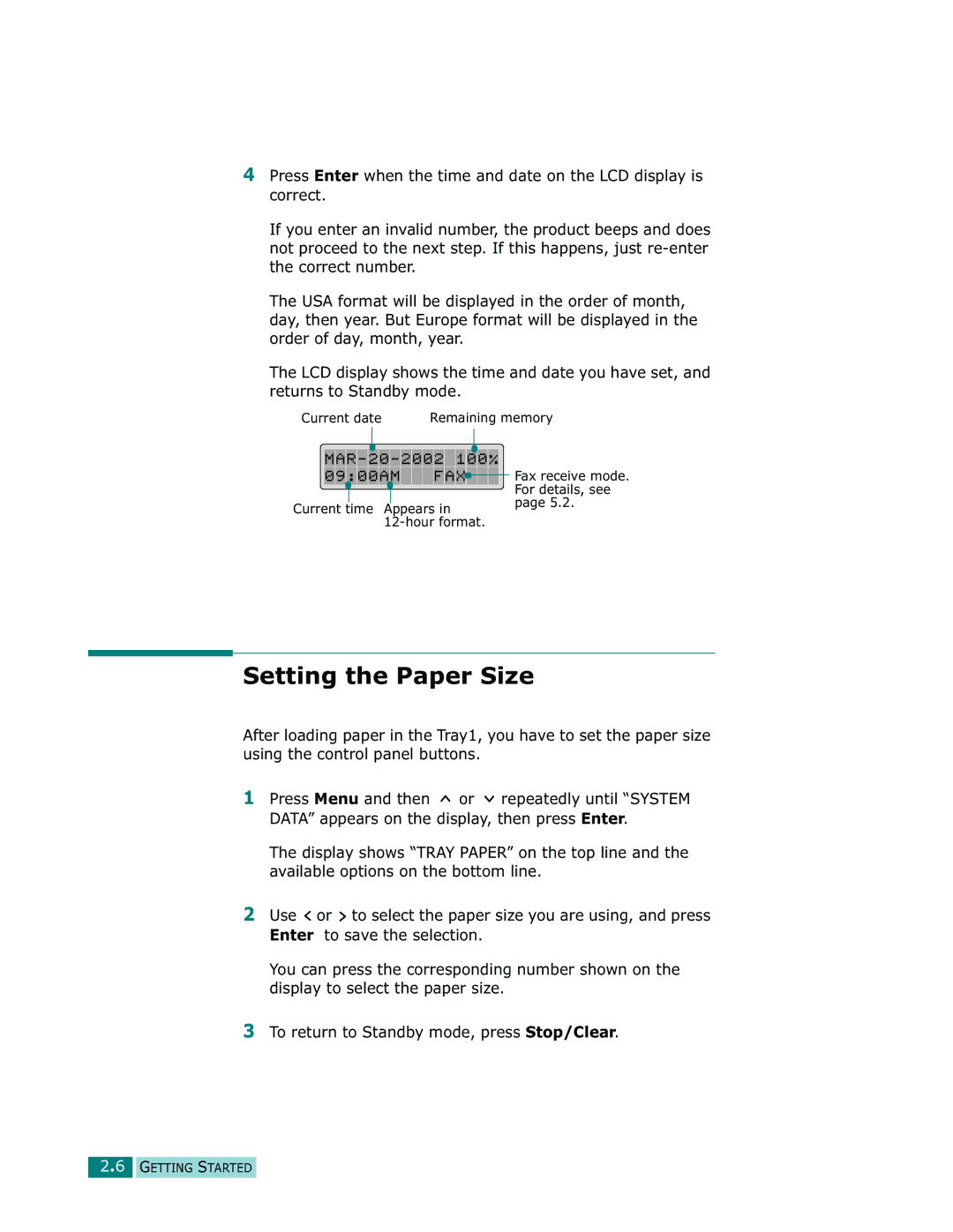 Samsung Msys 835P, Msys 830, Msys SF-830 manual Setting the Paper Size 