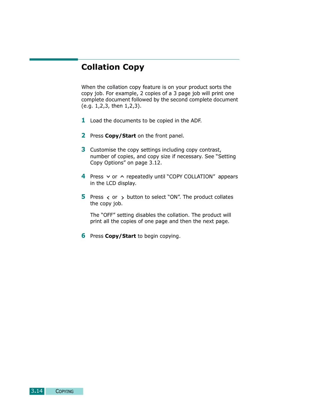 Samsung Msys 835P, Msys 830, Msys SF-830 manual Collation Copy 