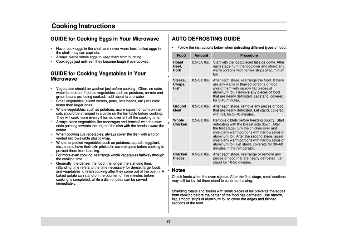 Samsung DE68-02434A, MT1044CB GUIDE for Cooking Eggs in Your Microwave, GUIDE for Cooking Vegetables in Your Microwave 