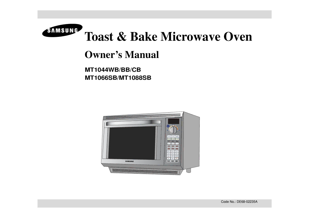 Samsung MT1066SB, MT1044WB, MT1088SB owner manual Toast & Bake Microwave Oven 