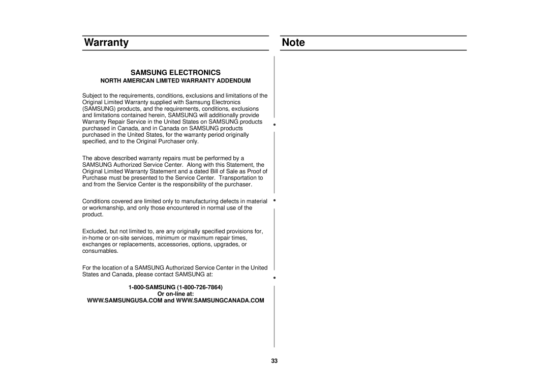 Samsung MT1044WB, MT1066SB, MT1088SB owner manual Samsung Electronics, Samsung Or on-line at 