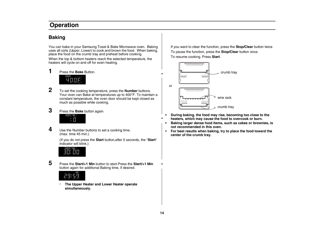 Samsung MT1066SE/ZAM manual Baking 