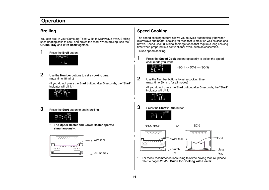 Samsung MT1066SE/ZAM manual Broiling, Speed Cooking 