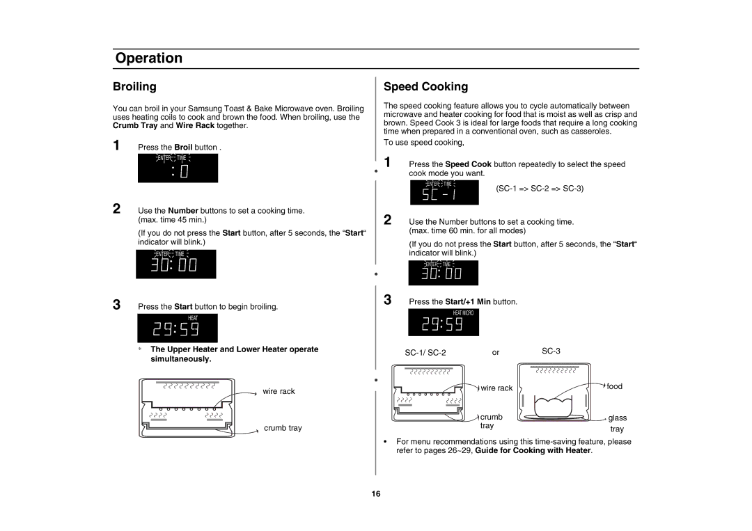 Samsung MT1088SB-B/ZAM manual Broiling, Speed Cooking 