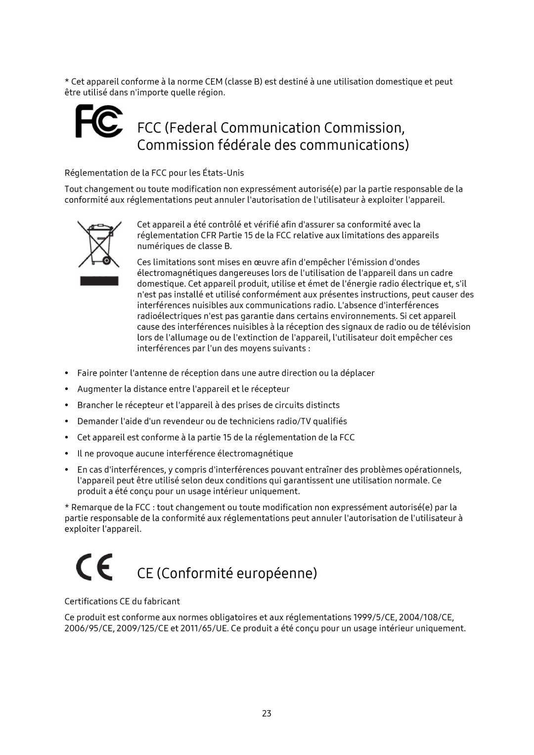 Samsung MU-PA500B/EU, MU-PA1T0B/EU, MU-PA250B/EU, MU-PA2T0B/EU manual CE Conformité européenne 