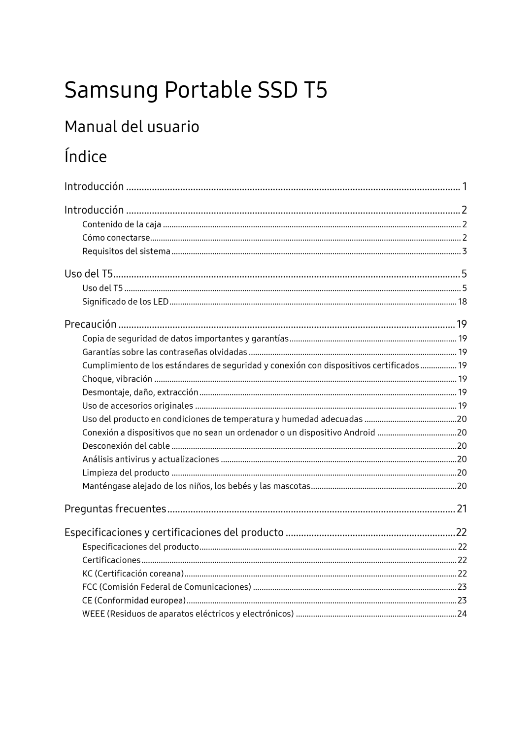 Samsung MU-PA2T0B/EU, MU-PA1T0B/EU, MU-PA250B/EU, MU-PA500B/EU manual Manual del usuario Índice 