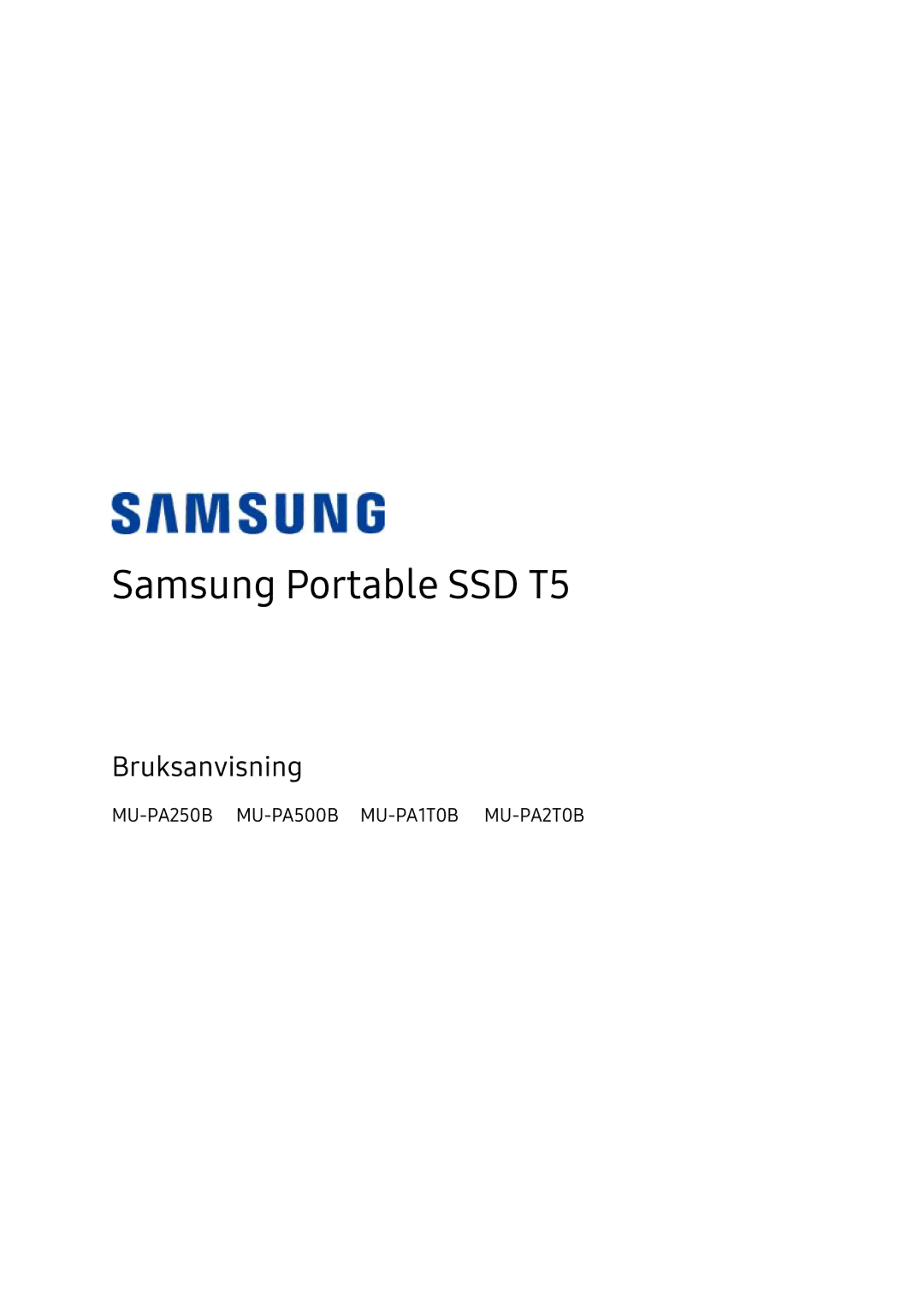 Samsung MU-PA250B/EU, MU-PA1T0B/EU, MU-PA500B/EU, MU-PA2T0B/EU manual Samsung Portable SSD T5 