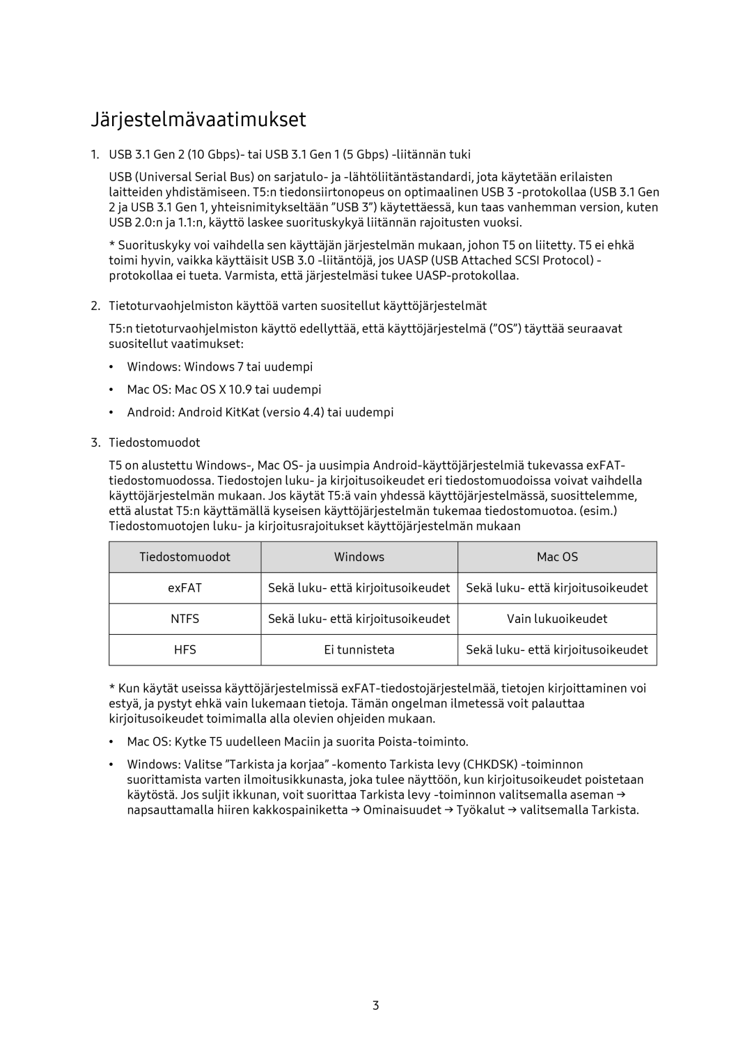 Samsung MU-PA500B/EU, MU-PA1T0B/EU, MU-PA250B/EU, MU-PA2T0B/EU manual Järjestelmävaatimukset 