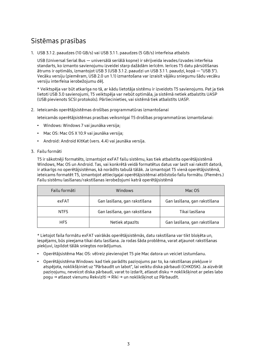 Samsung MU-PA500B/EU, MU-PA1T0B/EU, MU-PA250B/EU, MU-PA2T0B/EU manual Sistēmas prasības 