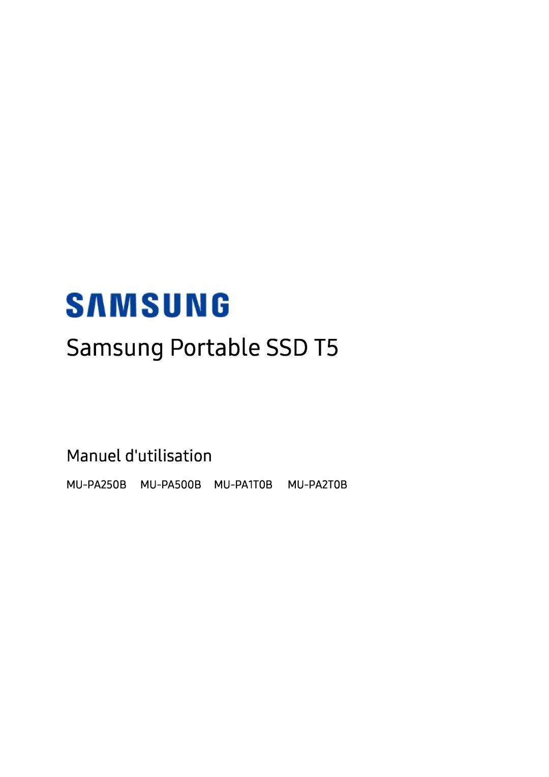 Samsung MU-PA250B/EU, MU-PA1T0B/EU, MU-PA500B/EU, MU-PA2T0B/EU manual Samsung Portable SSD T5, Manuel dutilisation 