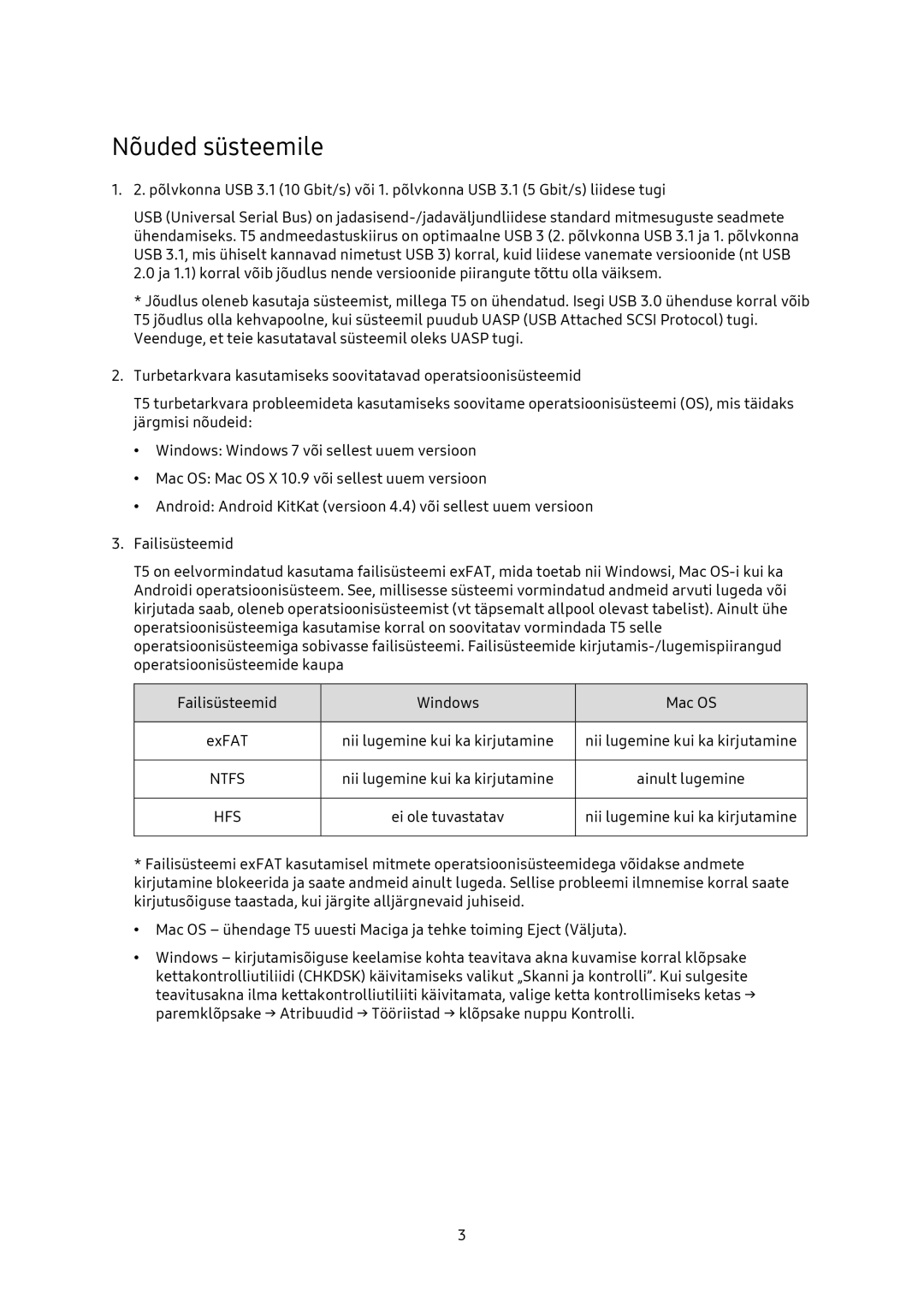 Samsung MU-PA1T0B/EU, MU-PA250B/EU, MU-PA500B/EU manual Nõuded süsteemile 