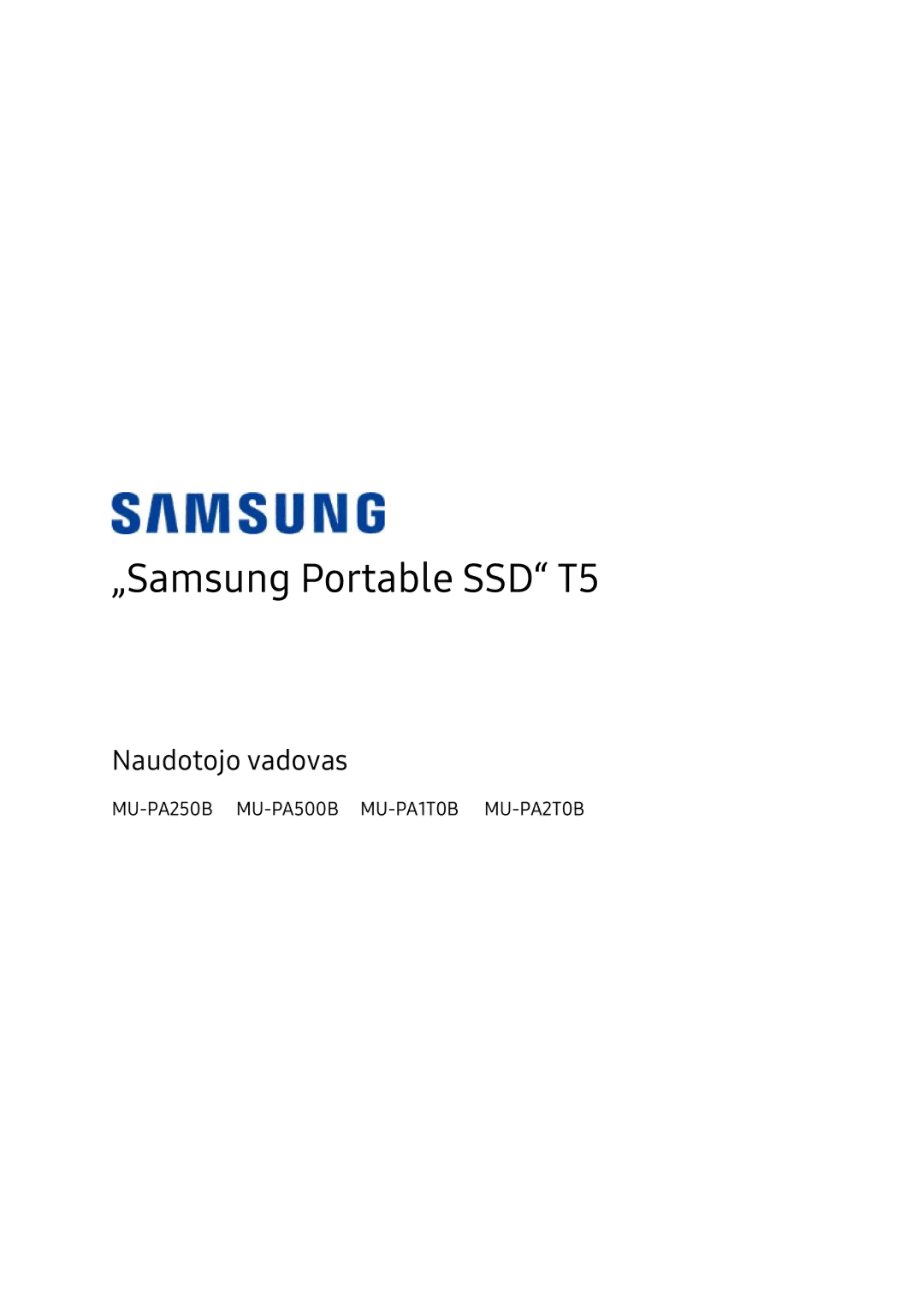 Samsung MU-PA250B/EU, MU-PA1T0B/EU, MU-PA500B/EU manual „Samsung Portable SSD T5 