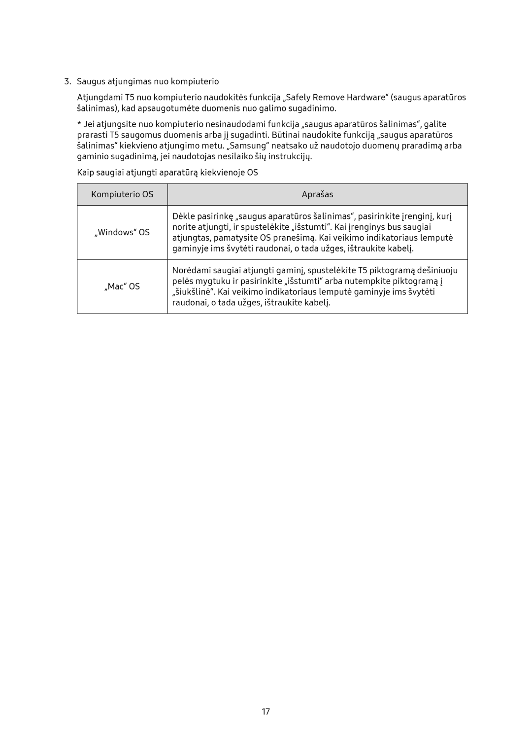 Samsung MU-PA500B/EU, MU-PA1T0B/EU, MU-PA250B/EU manual Raudonai, o tada užges, ištraukite kabelį 