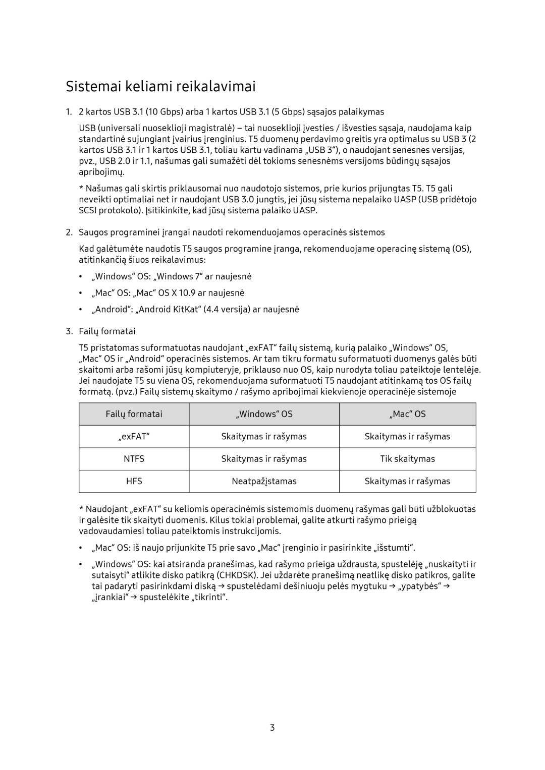 Samsung MU-PA1T0B/EU, MU-PA250B/EU, MU-PA500B/EU manual Sistemai keliami reikalavimai 