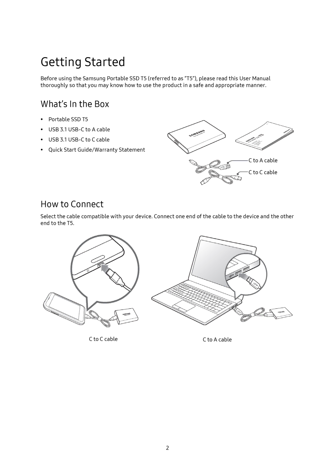 Samsung MU-PA2T0B/EU, MU-PA1T0B/EU, MU-PA250B/EU, MU-PT2T0B/EU, MU-PT500B/EU, MU-PA500B/EU What’s In the Box, How to Connect 