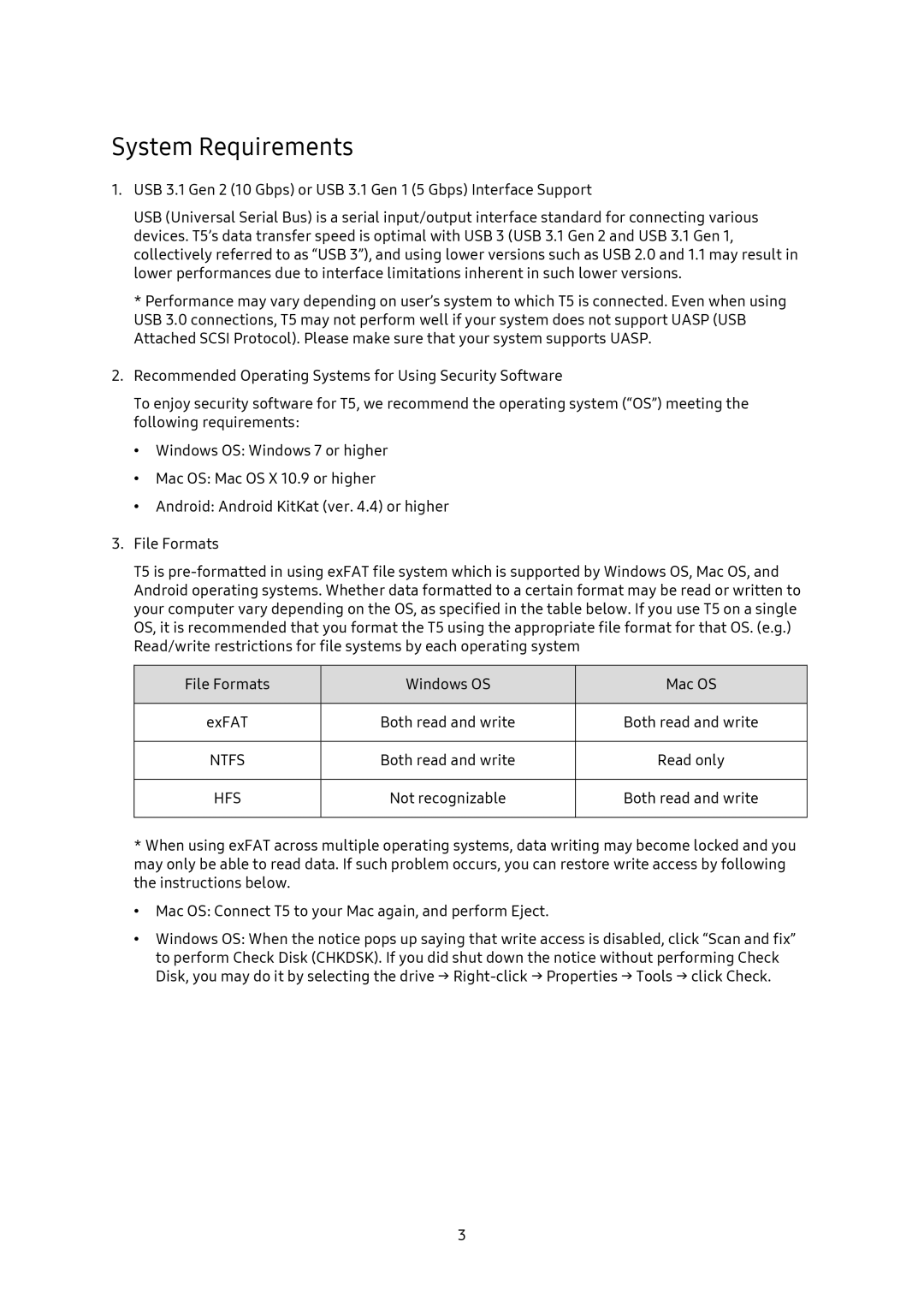 Samsung MU-PT250B/EU, MU-PA1T0B/EU, MU-PA250B/EU, MU-PT2T0B/EU, MU-PT500B/EU, MU-PA500B/EU, MU-PA2T0B/EU System Requirements 