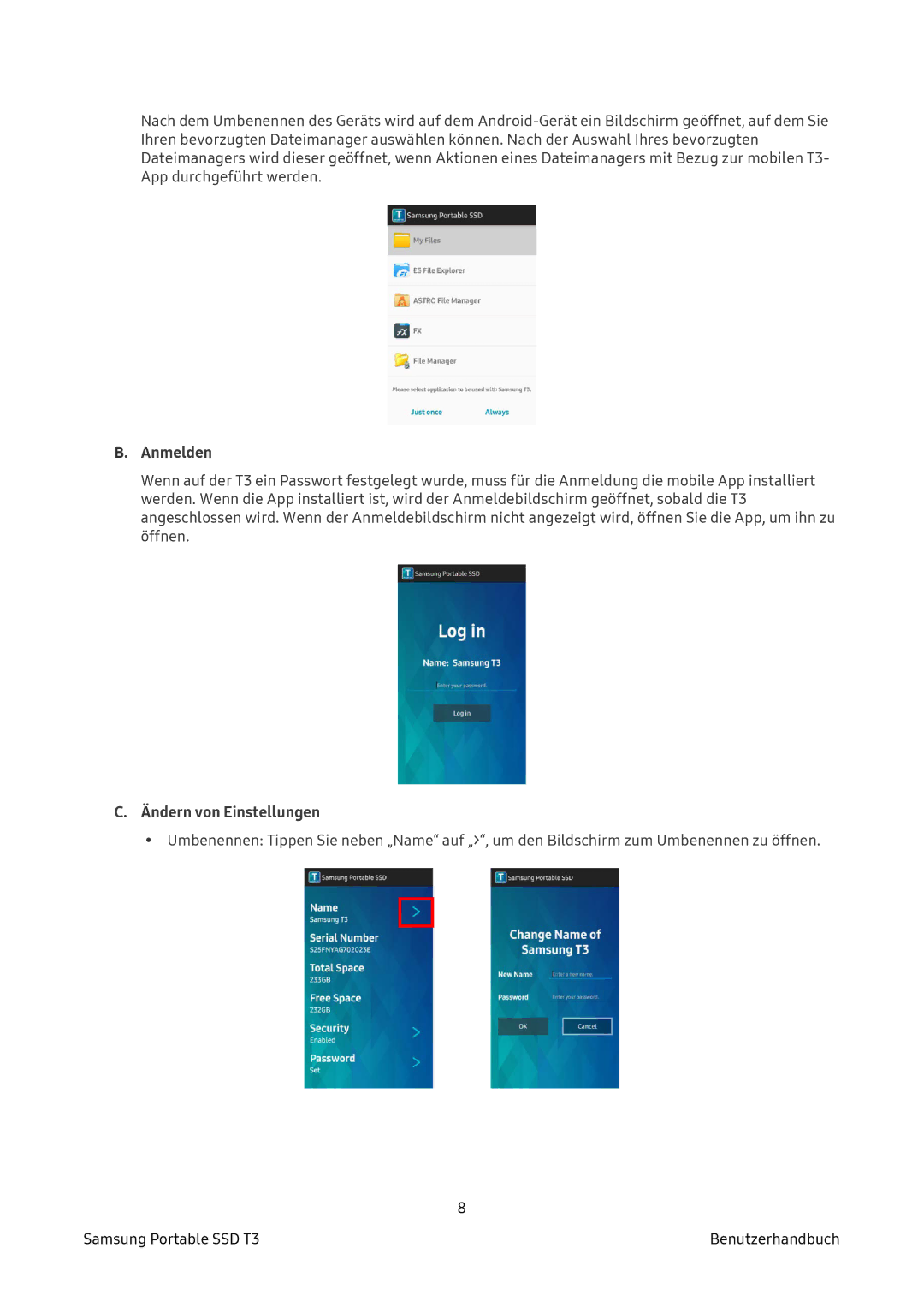 Samsung MU-PT1T0B/EU, MU-PT2T0B/EU, MU-PT500B/EU, MU-PT250B/EU manual Anmelden 