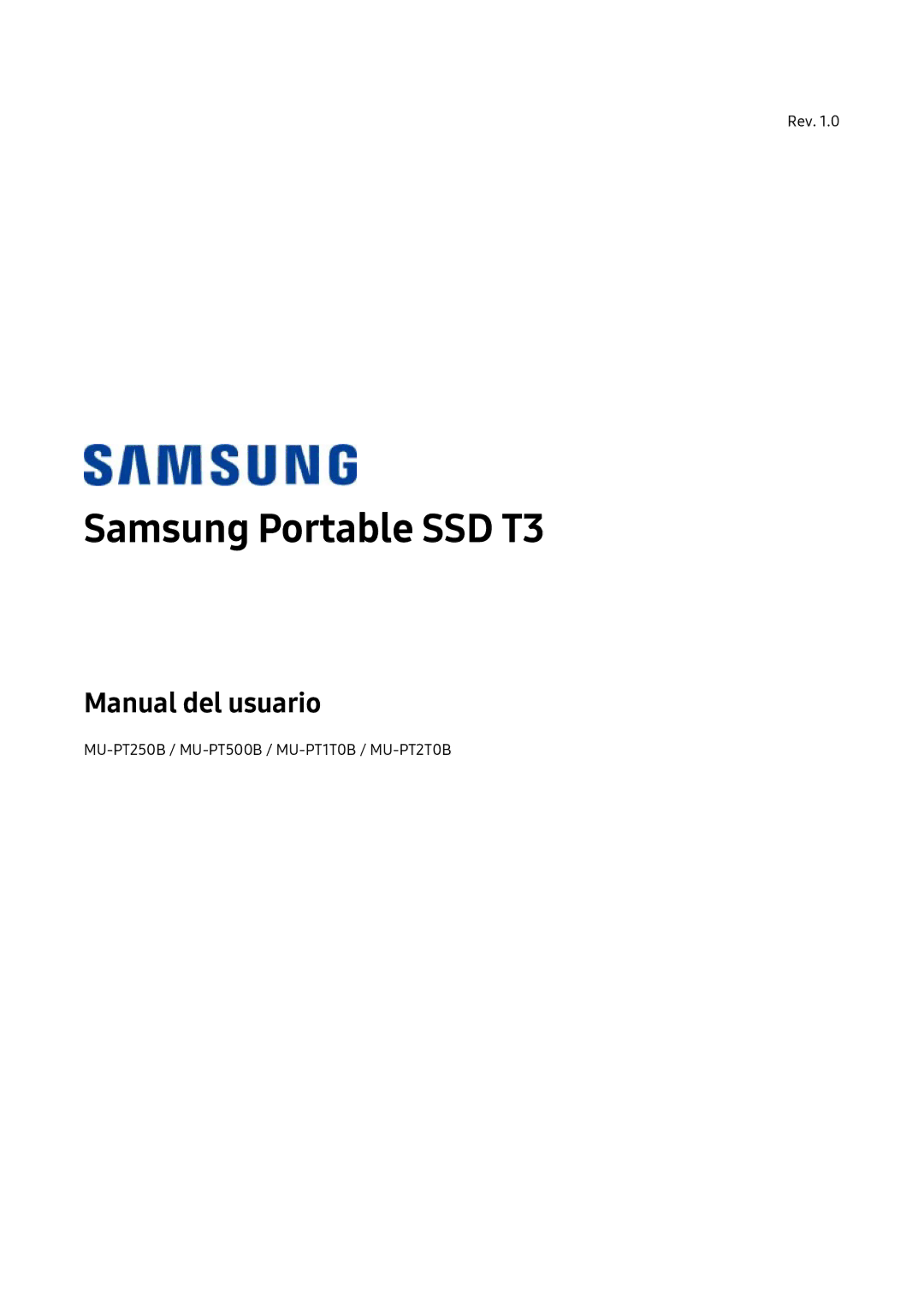 Samsung MU-PT500B/EU, MU-PT2T0B/EU, MU-PT250B/EU, MU-PT1T0B/EU manual Samsung Portable SSD T3 