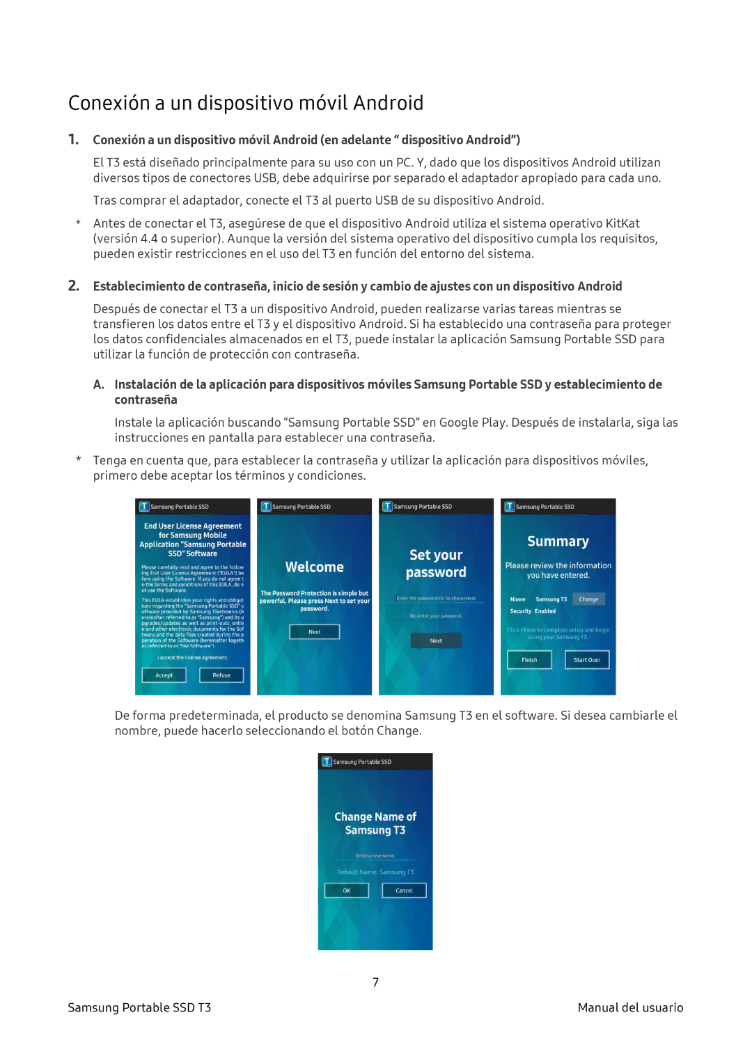 Samsung MU-PT250B/EU, MU-PT2T0B/EU, MU-PT500B/EU, MU-PT1T0B/EU manual Conexión a un dispositivo móvil Android 