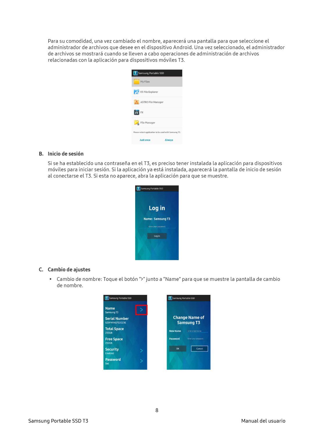 Samsung MU-PT1T0B/EU, MU-PT2T0B/EU, MU-PT500B/EU, MU-PT250B/EU manual Inicio de sesión 