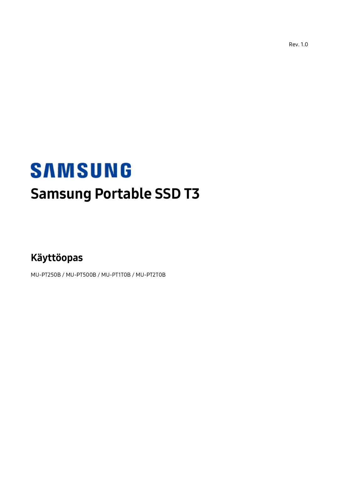 Samsung MU-PT500B/EU, MU-PT2T0B/EU, MU-PT250B/EU, MU-PT1T0B/EU manual Samsung Portable SSD T3 