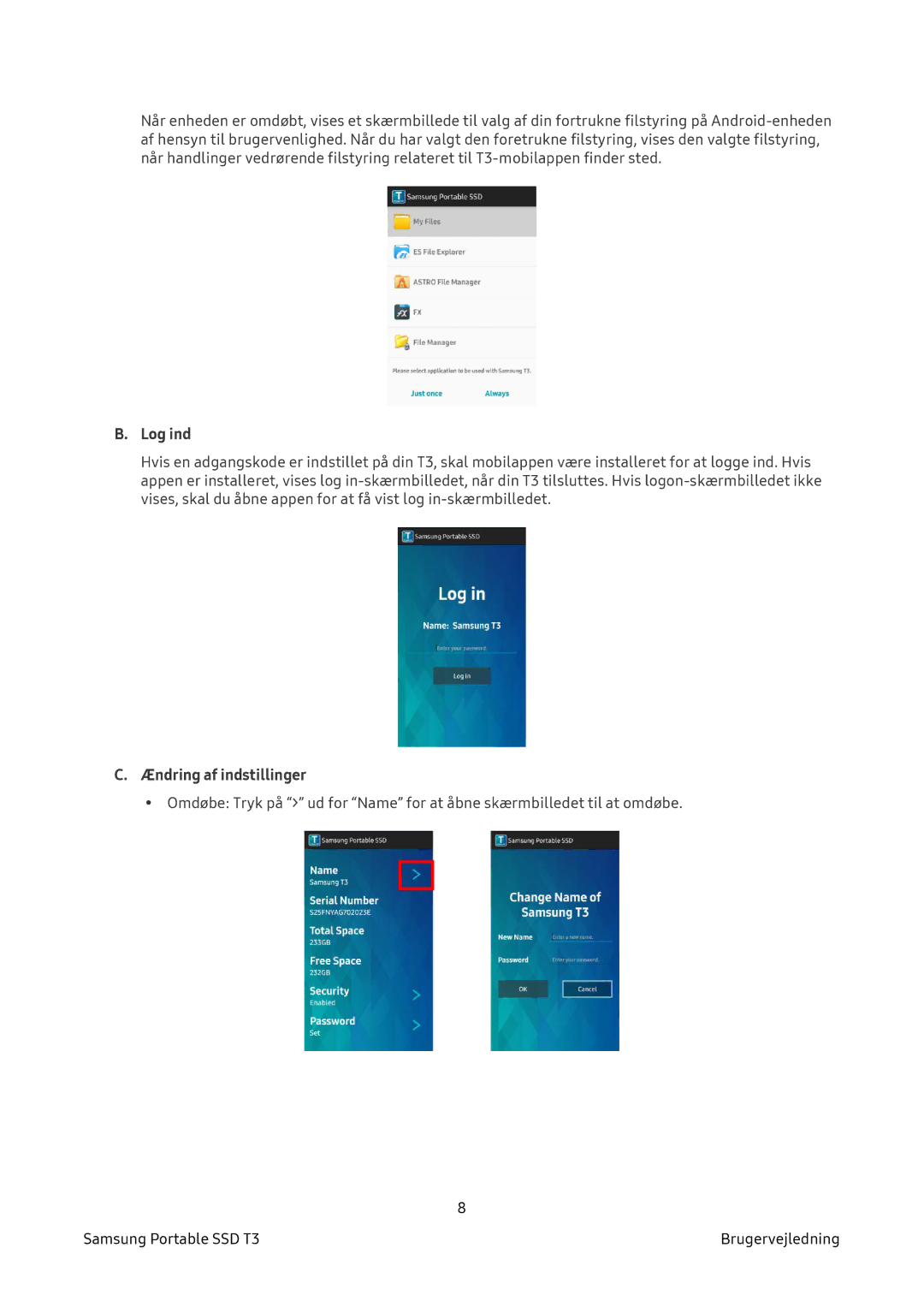 Samsung MU-PT1T0B/EU, MU-PT2T0B/EU, MU-PT500B/EU, MU-PT250B/EU manual Log ind 