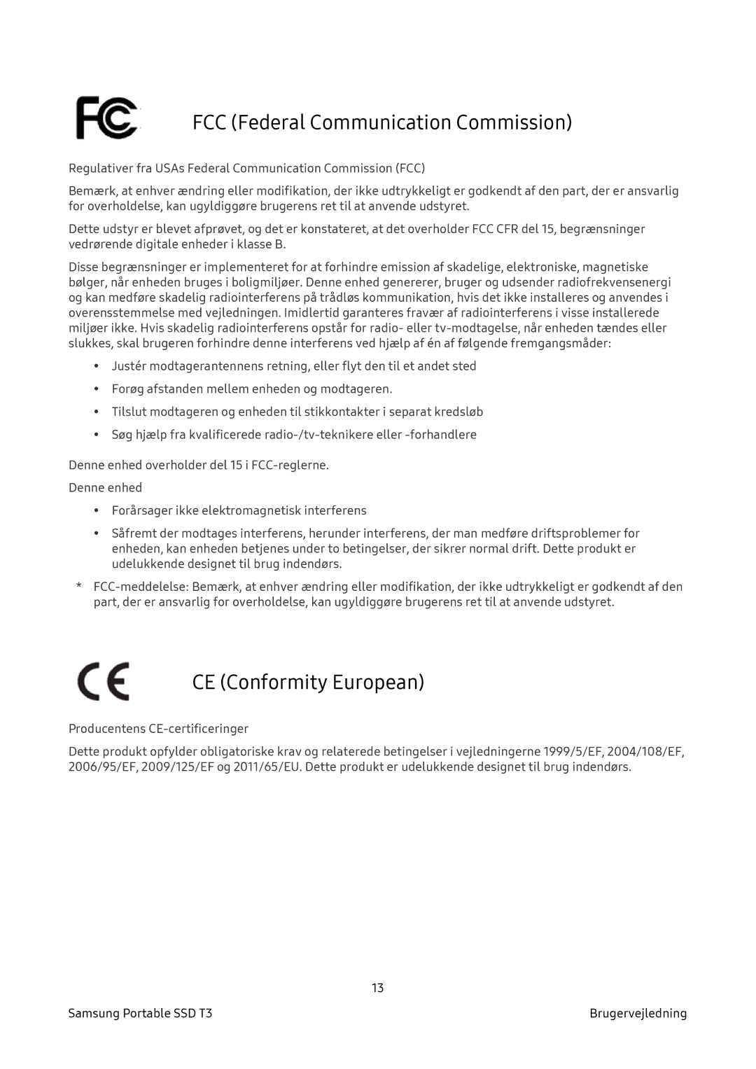 Samsung MU-PT2T0B/EU, MU-PT500B/EU, MU-PT250B/EU, MU-PT1T0B/EU FCC Federal Communication Commission, CE Conformity European 