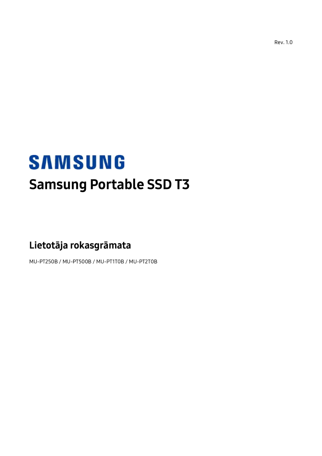 Samsung MU-PT500B/EU, MU-PT2T0B/EU, MU-PT250B/EU, MU-PT1T0B/EU manual Samsung Portable SSD T3 