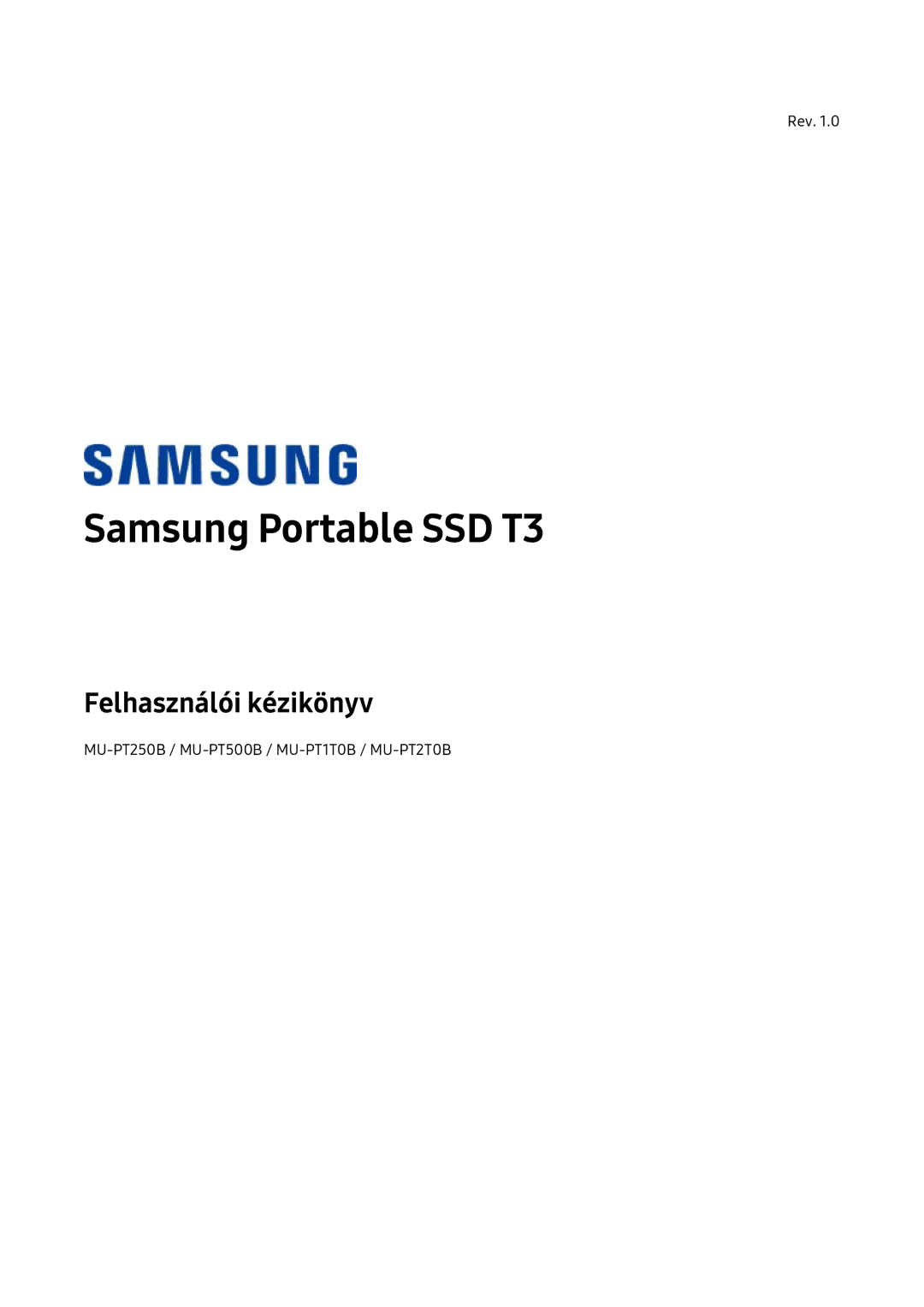 Samsung MU-PT500B/EU, MU-PT2T0B/EU, MU-PT250B/EU, MU-PT1T0B/EU manual Samsung Portable SSD T3 