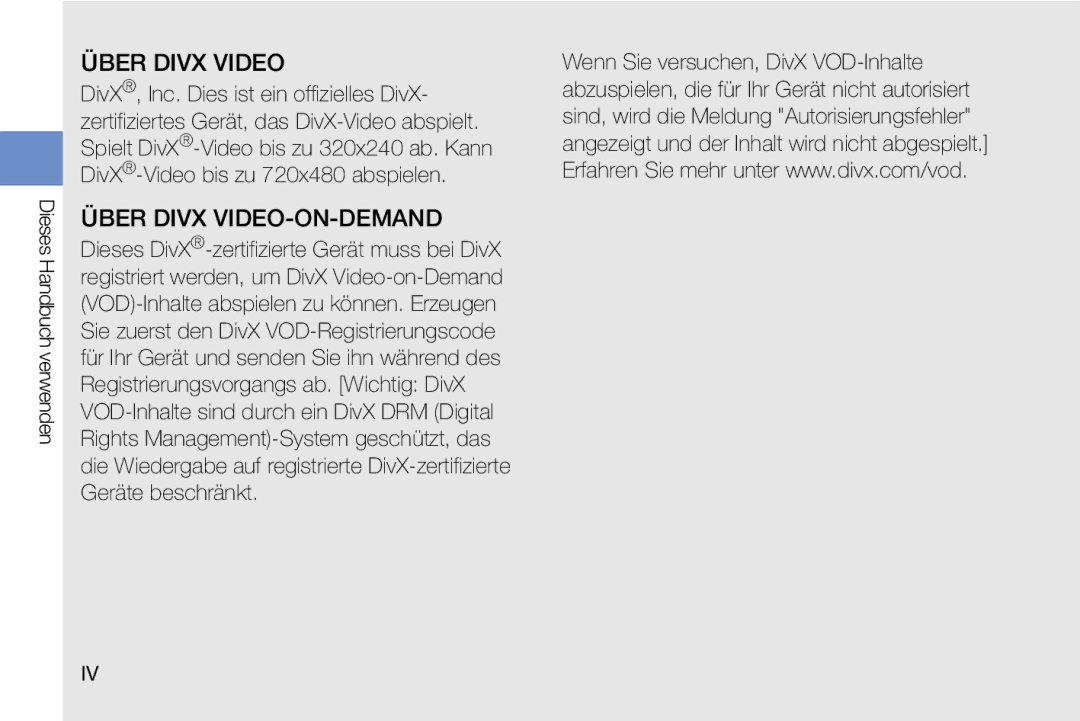 Samsung MUGM8800DKASTD manual Über Divx Video 