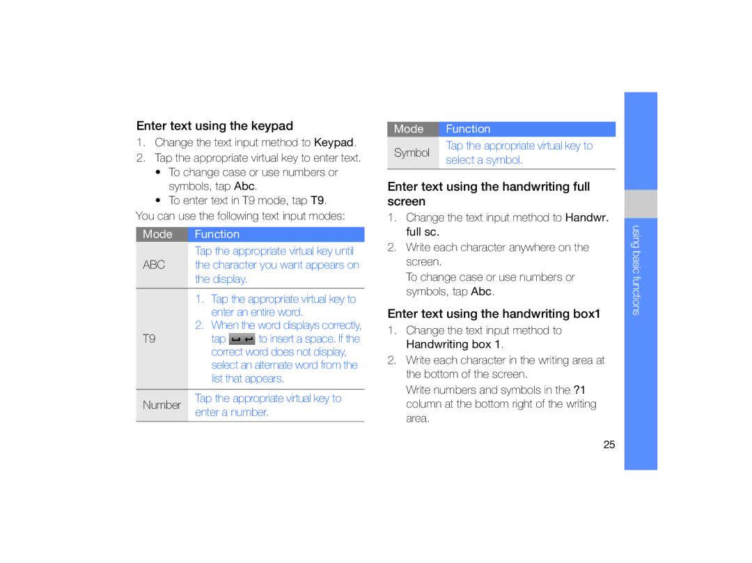 Samsung MUGM8800DKASTD manual Enter text using the keypad 