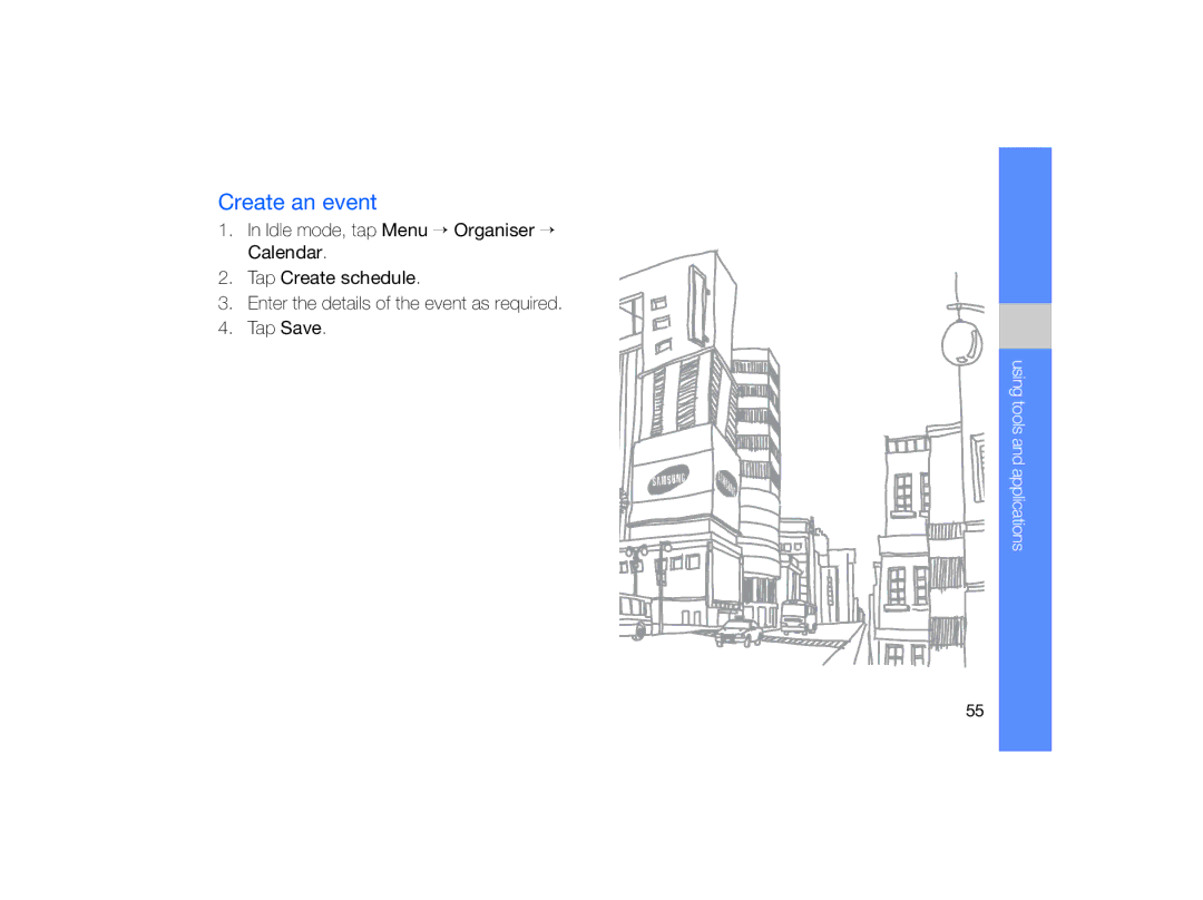 Samsung MUGM8800DKASTD manual Create an event 