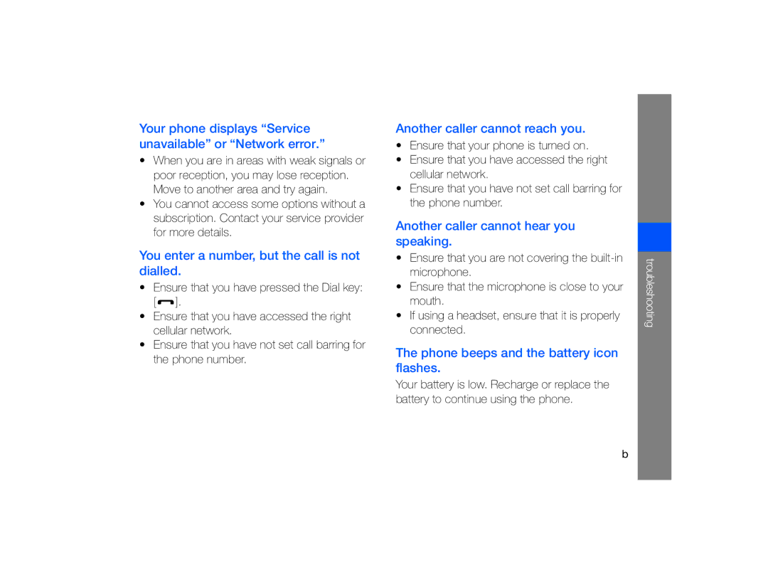 Samsung MUGM8800DKASTD manual Your phone displays Service unavailable or Network error 