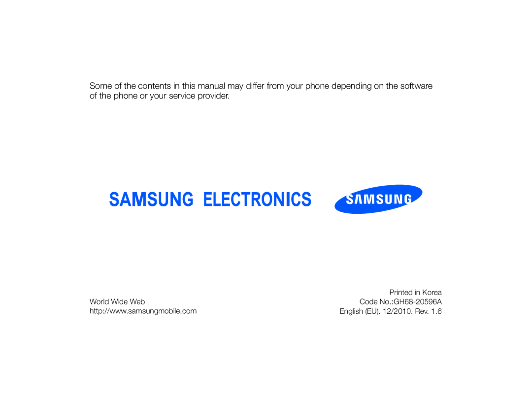 Samsung MUGM8800DKASTD manual World Wide Web Code No.GH68-20596A 