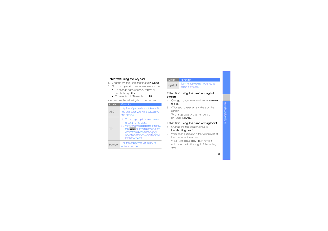 Samsung MUGM8800DKASTD manual Enter text using the keypad 